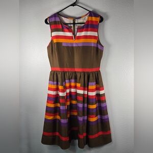 Kate Spade Brown Multicolor Striped Midi Dress